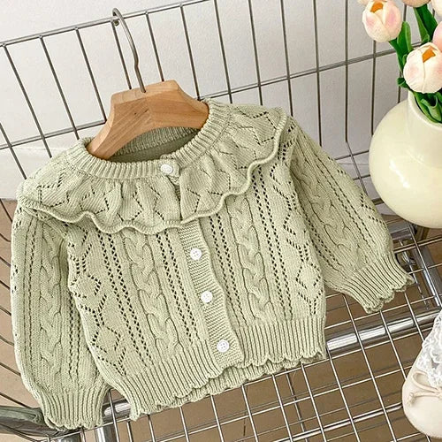 Infant Girl Sweater Cardigan with Long Sleeves, Button-Front Knit Layering Coat in Multiple Styles for Fall Outfits, Sizes 3M to 3T