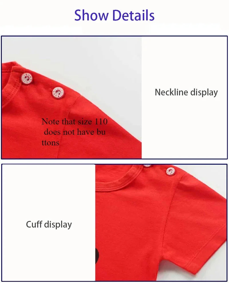 Toddler Cotton Shorts Set with Cartoon Print T-Shirt and Elastic Waist, Two-Piece Casual Baby Outfit in Contrast Colors for Everyday Summer Wear