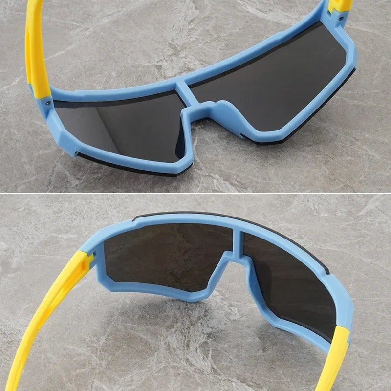 Children’s Shield Sunglasses with Colorful Mirrored-Look Lens and Sporty Wraparound Styling, Kids Fashion Shades for Summer Outings and Travel