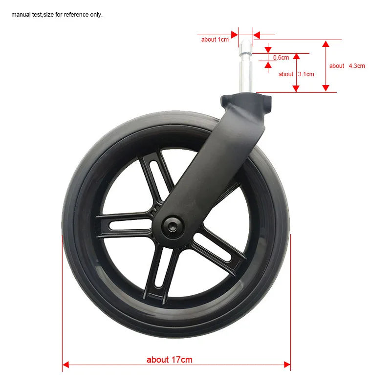 Melio Stroller Replacement Wheel, 17 cm Front or Rear Wheel for Cybex Melio 2/3/Carbon/Pro Series, Single Wheel Accessory for Melio Only