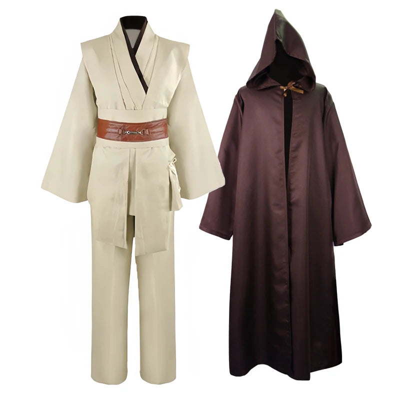 Jedi Knight Costume for Men with Layered Tunic Styling, Hooded Cloak Only or Costume Set Options for Halloween, Carnival and Adult Cosplay