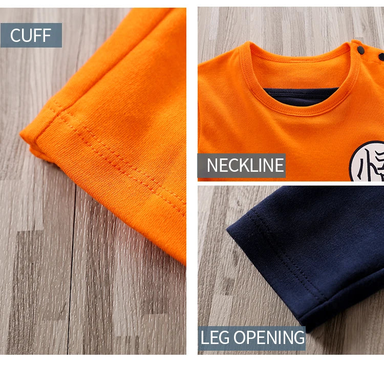 Orange Baby Romper with Training-Outfit Print, Contrast Long Sleeves and Snap Closures, Cotton One-Piece for Boys and Girls, Sizes 0-18M
