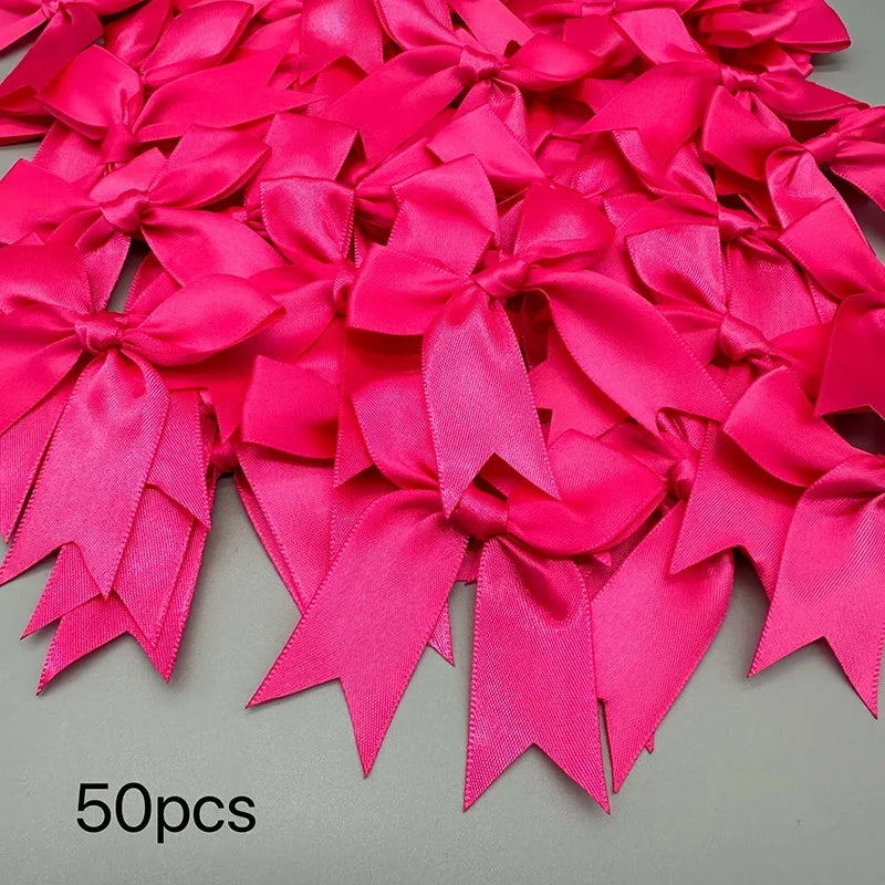 Satin Ribbon Bows 50-Piece Pack for Gift Wrapping, Wedding Favors, Birthday Decorations and Holiday Crafts in Multiple Color Options