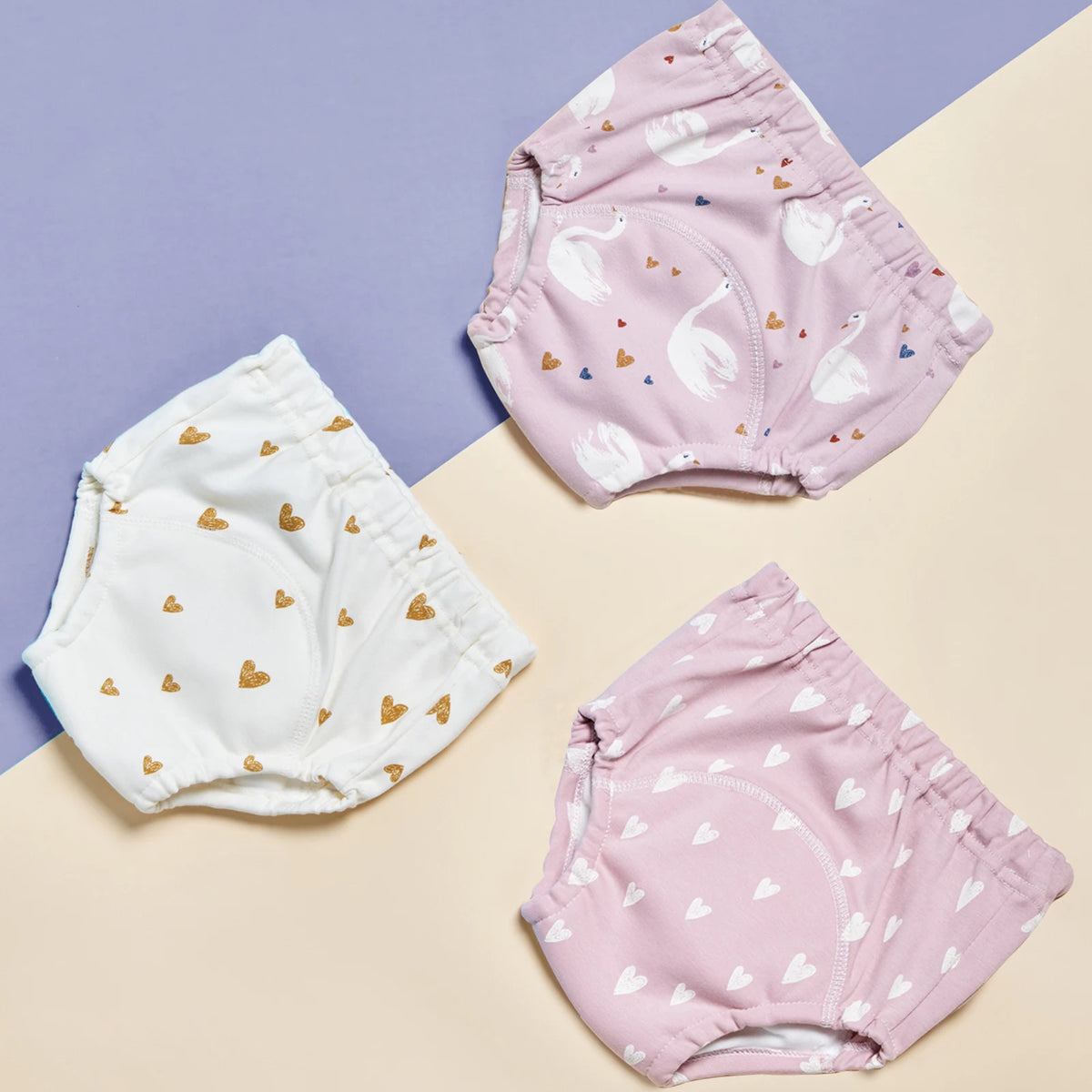 6-Layer Cotton Training Pants, 3-Pack Reusable Toddler Potty Underwear with Elastic Waist and Printed Designs in 90 cm and 100 cm Size Options