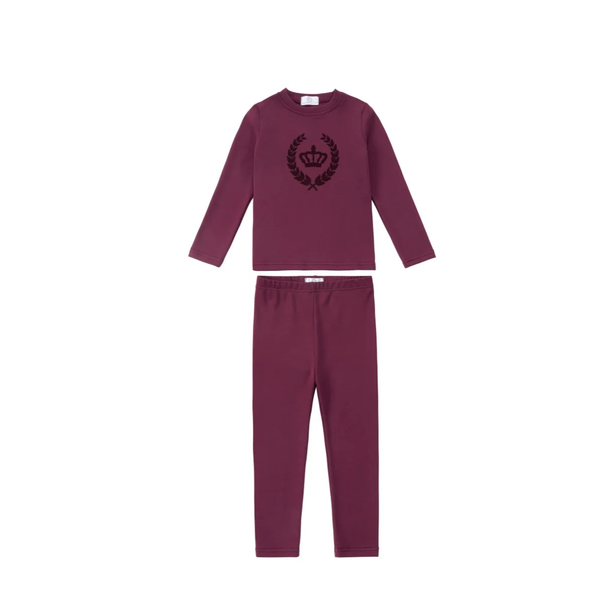 Royal Crown Kids Matching Outfits in Cotton Jersey with Velvet Crown Prints, Long-Sleeve Top and Pants or Dress Styles for Sibling Photos