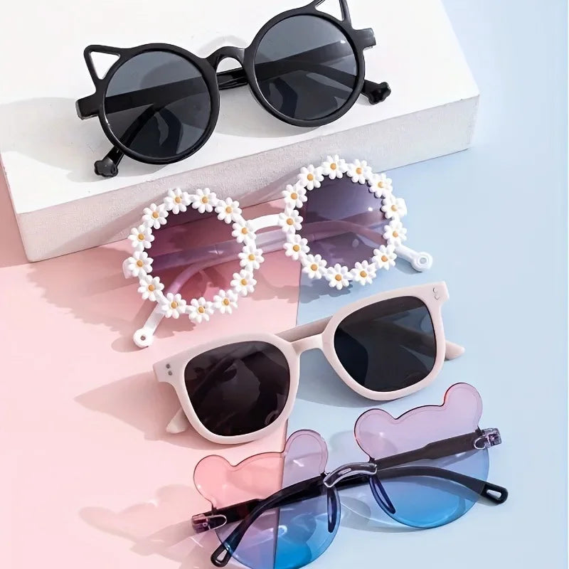 Photo Booth Glasses Set, 4-Piece Decorative Eyewear with Playful Mixed Frames for Birthday Parties, Costume Outfits and Fun Group Photos