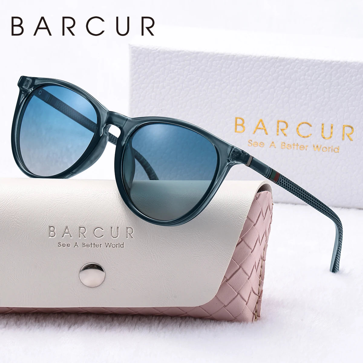 Women's Round Polarized Sunglasses by BARCUR, Lightweight PC Frame with Retro-Inspired Style and Eight Color Options for Travel and Everyday Outings