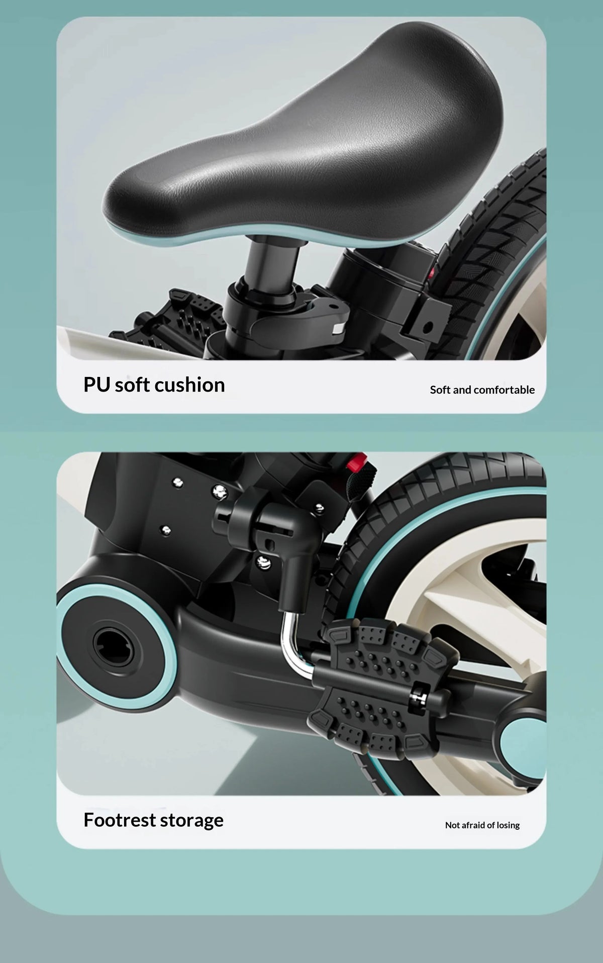 Toddler Balance Bike 4-in-1 with Training Wheels and Parent Push Handle, Lightweight Foldable Kids Bicycle for Boys and Girls Ages 2ā6
