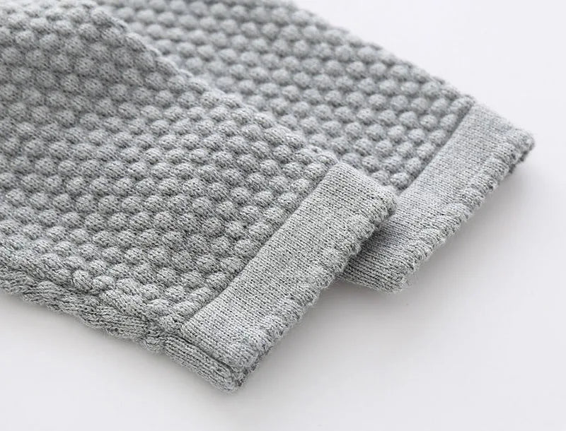 Baby Cotton Knit Sweater Set with Side Buttons and Matching Pants, Textured Two-Piece Outfit for Boys and Girls, Newborn to Toddler Sizes