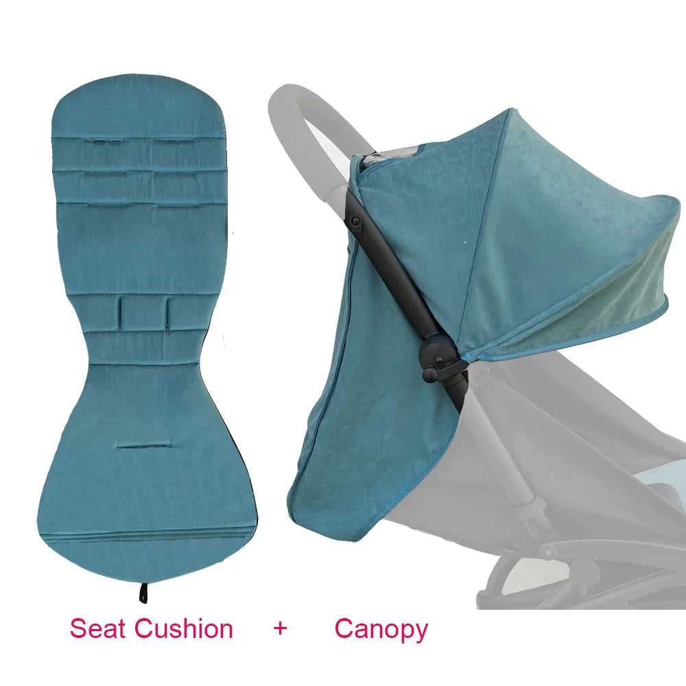 Stroller Canopy Fabric and Seat Cushion Set by COLU KID for Babyzen YOYO and YOYO2, Removable Washable Peach Skin Cloth in Five Color Options