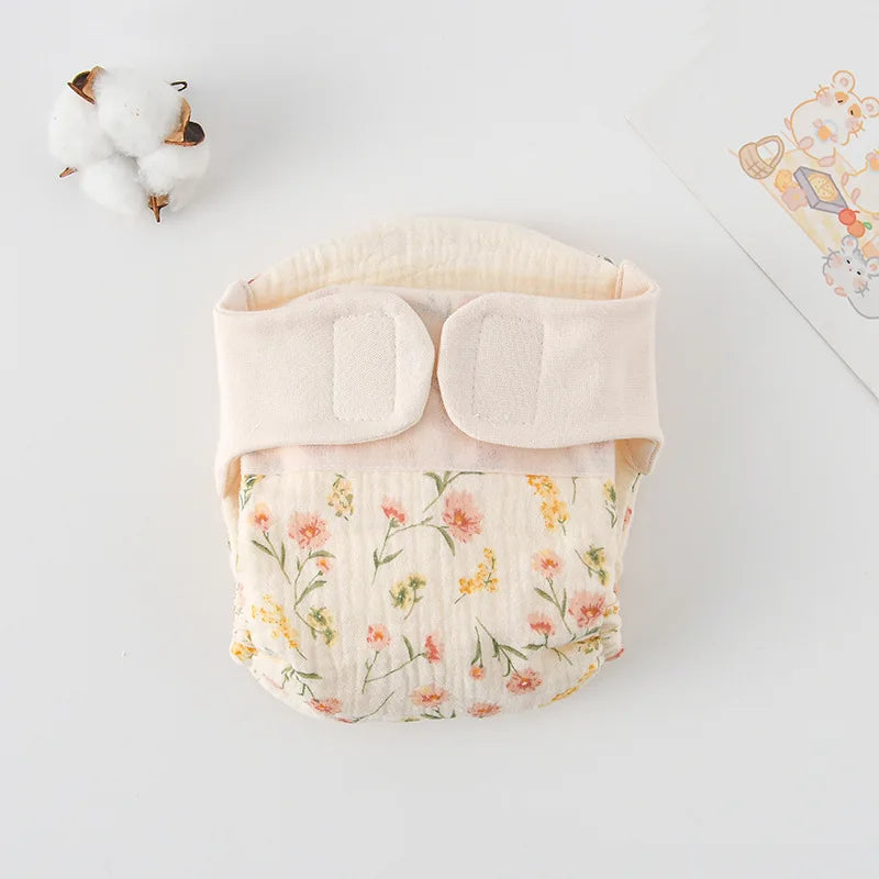 Baby Wrap Cloth Diaper with Adjustable Waist Tabs, Reusable Cotton Nappy in Animal and Rainbow Prints, Single-Piece Infant Changing Essential