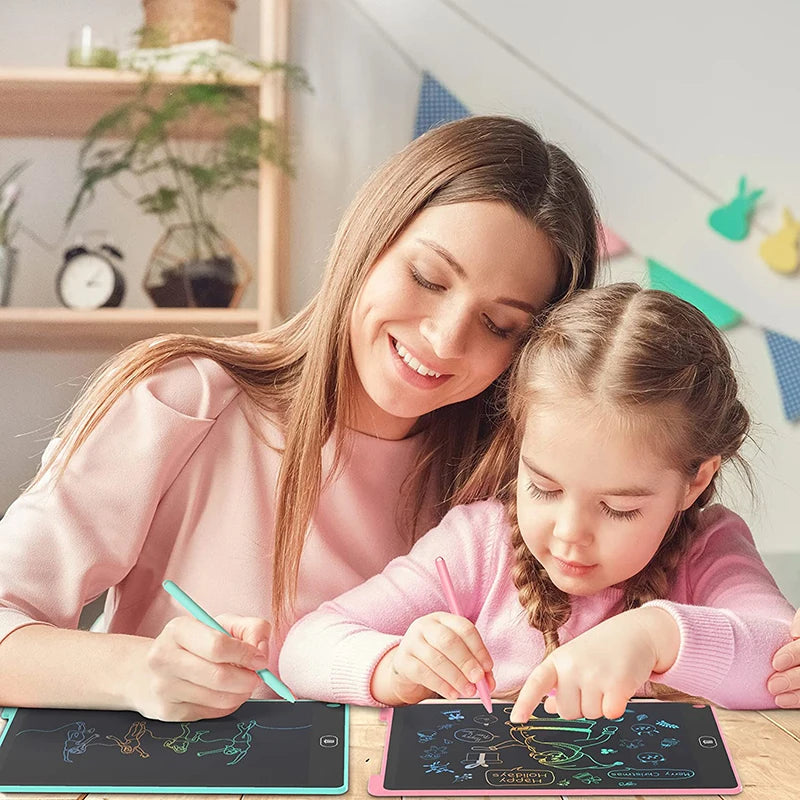12-Inch LCD Handwriting Pad for Kids, Color Drawing Tablet and Portable Writing Board for Creative Doodles, Letter Practice and Learning Activities
