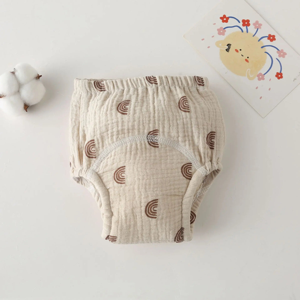 Printed Cotton Potty Training Pants, Single Reusable Learning Underwear with Pull-On Waist for Babies and Toddlers in Sizes 80–110