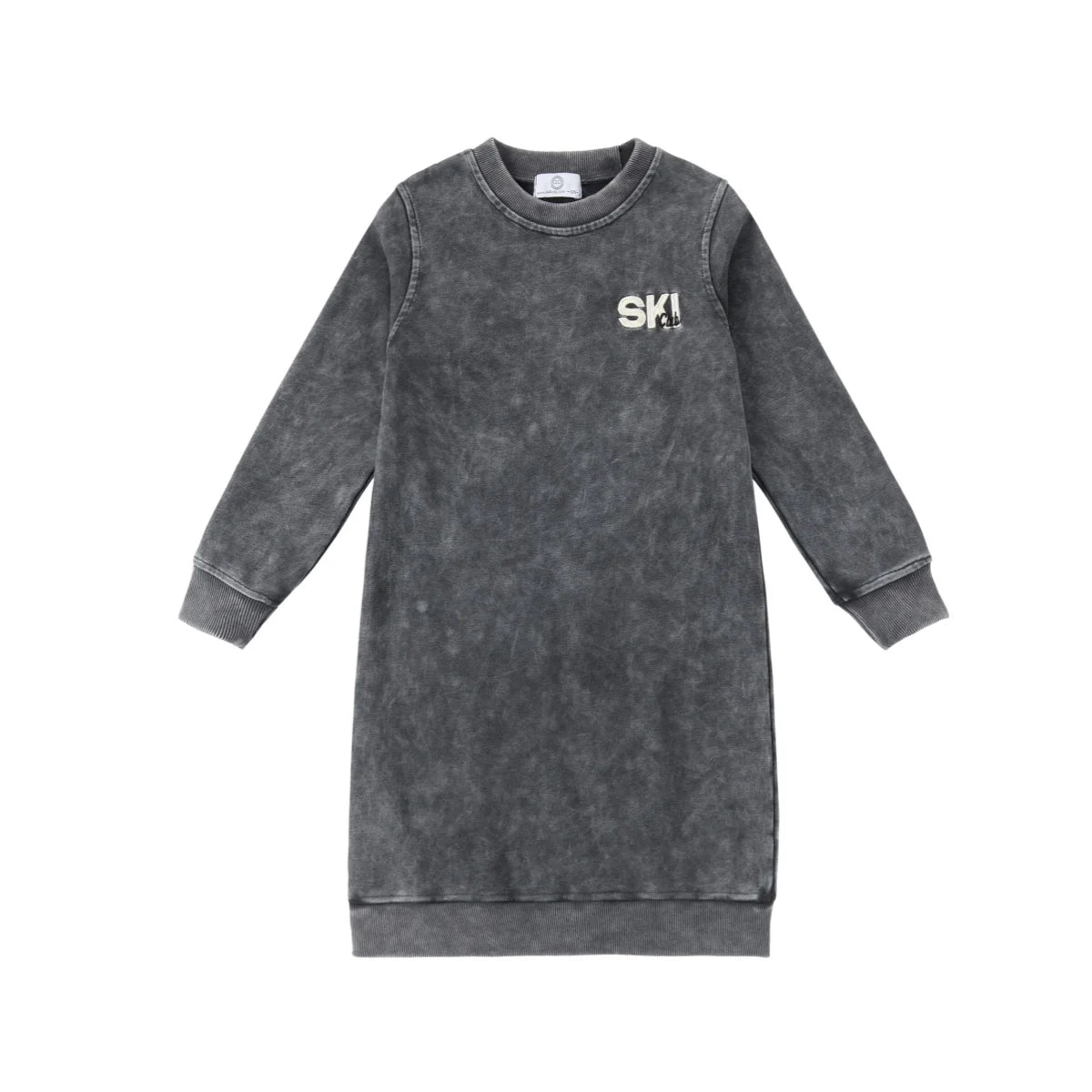 Kids Ski Graphic Cotton Outfits in Ecru, Hunter Green and Acid Wash Grey, Coordinating Sweatshirts, Dresses and Baby Sets for Sibling Matching Looks