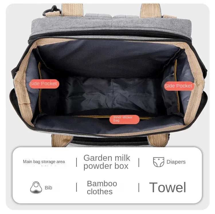 Diaper Bag Backpack with Fold-Out Changing Station, Large Capacity Baby Essentials Organizer with Bottle Pockets and Changing Mat for Parents
