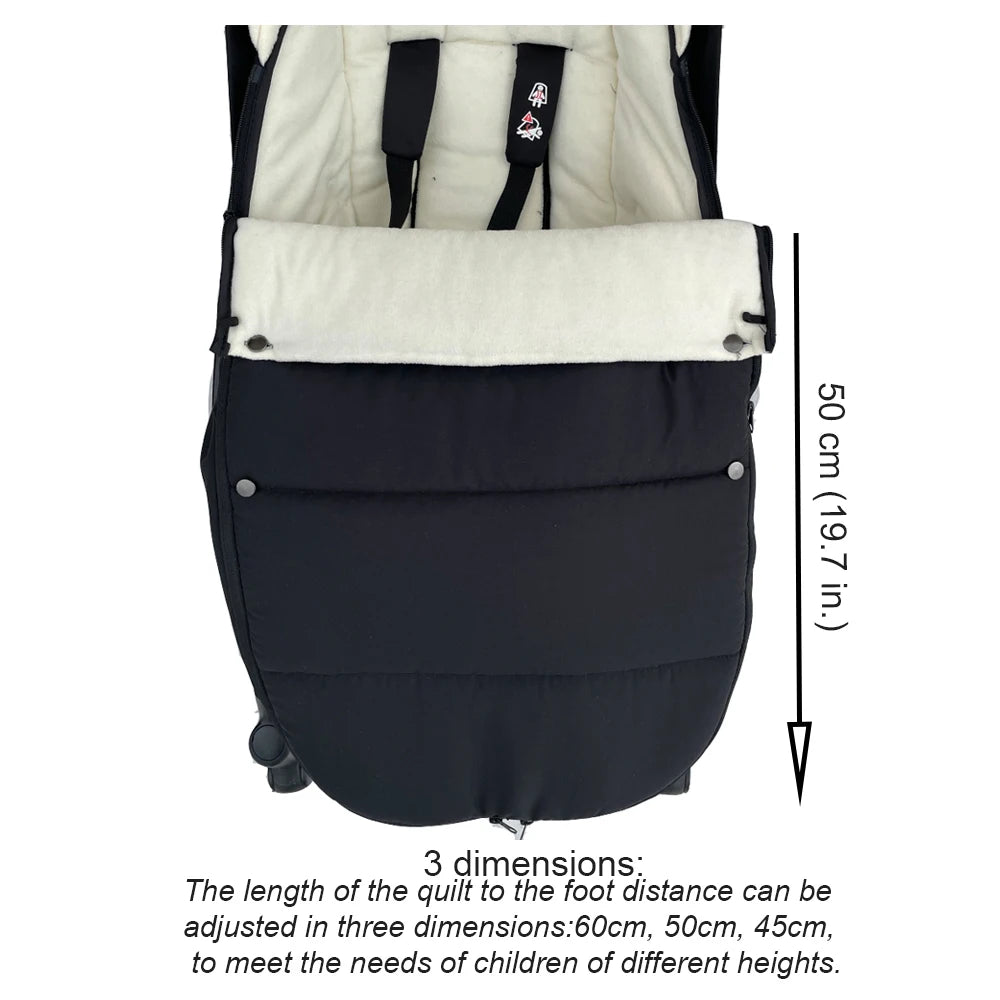 Fleece-Lined Stroller Footmuff for YOYO and Bugaboo, 90 x 45 cm Windproof Waterproof Cover with Storage Bag and Thickened Option