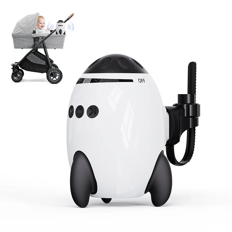 Rechargeable Stroller Rocker with White Noise and Bluetooth, Portable Automatic Pram Rocking Accessory with Adjustable Speed and USB-C Charging