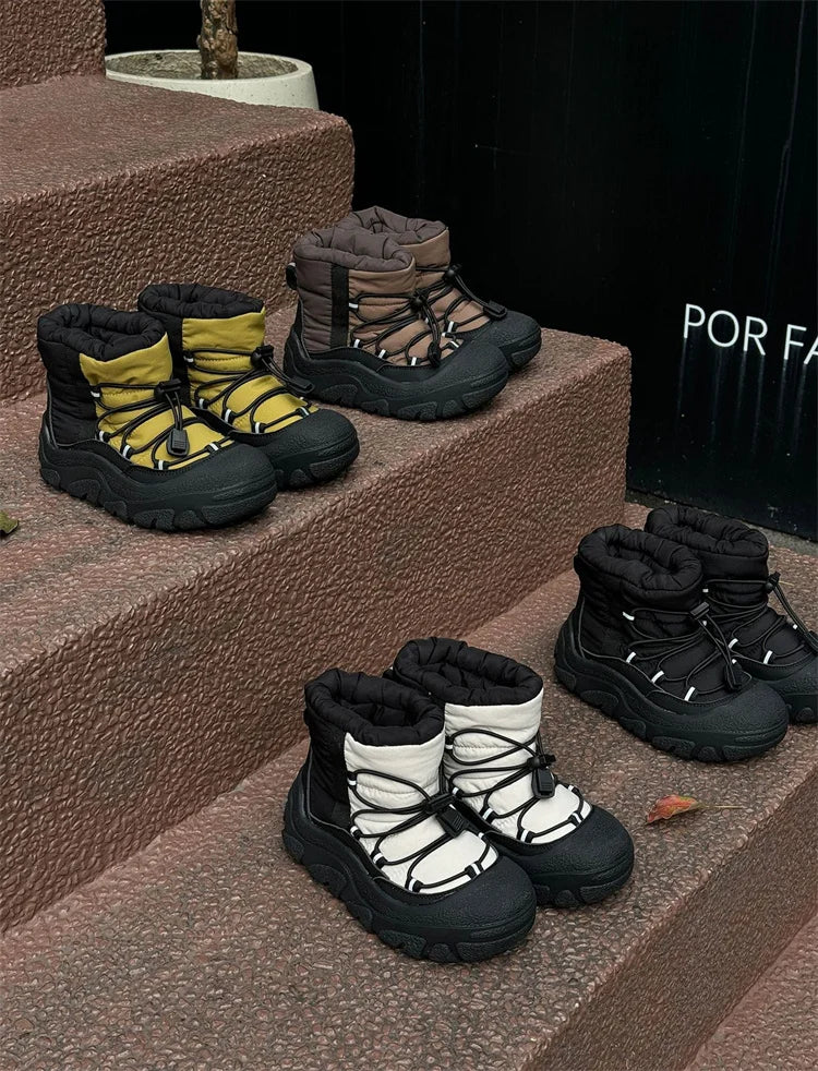 Kids Snow Boots with Toggle Laces, Warm Fur Lining and Rubber Soles for Boys and Girls, Winter Outdoor Shoes in EU Sizes 26-37