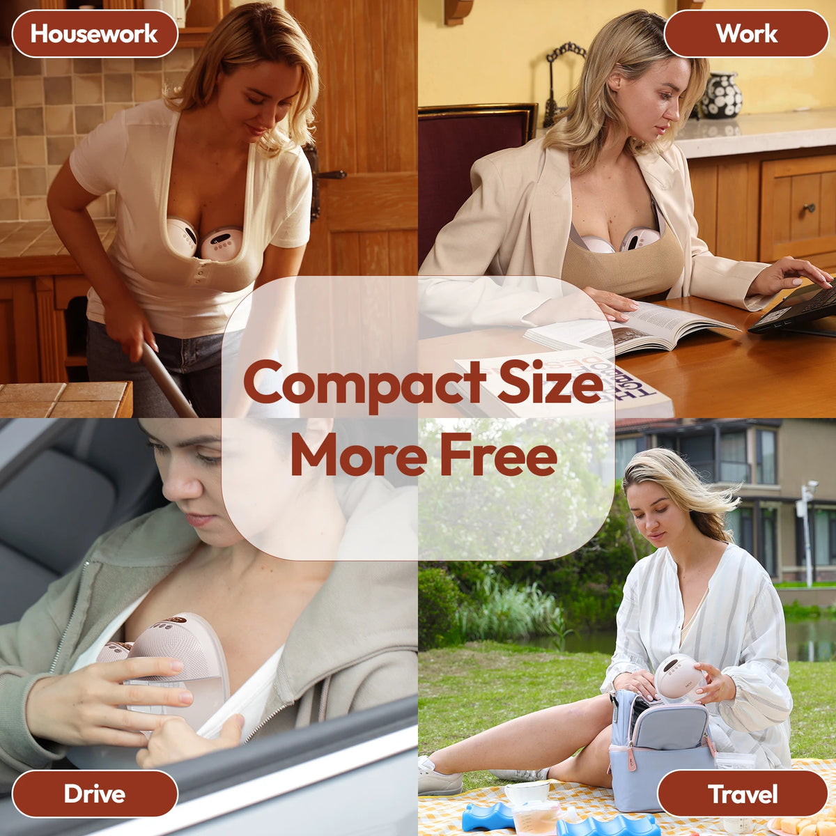 Wearable Electric Breast Pump with LED Display, NCVI 8131 Hands-Free Design with 4 Modes, 9 Suction Levels and 19/21/24 mm Flange Sizes