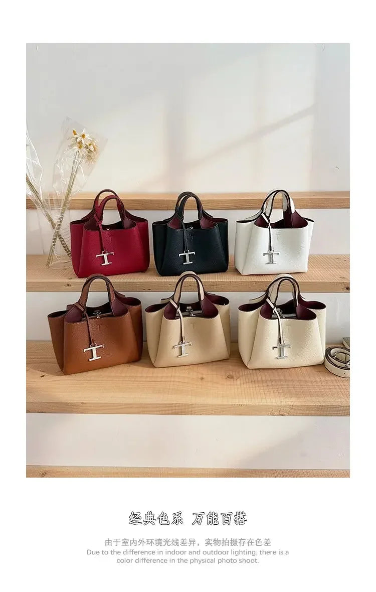 Diaper Tote Bag with Leather-Look Finish, Top Handles and Long Shoulder Strap, Vintage-Style Baby Essentials Handbag for Moms and Everyday Outings