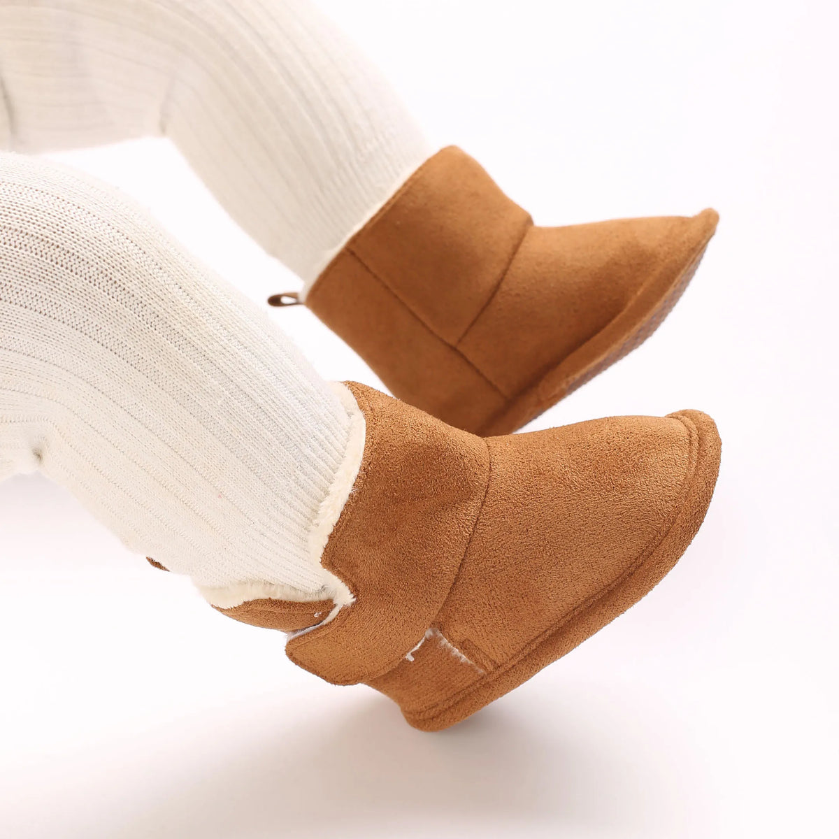 Soft Sole Baby Winter Boots with Plush Lining and Hook-and-Loop Closure, Brown Pink or Apricot Infant Shoes for Boys and Girls, 0-18 Months