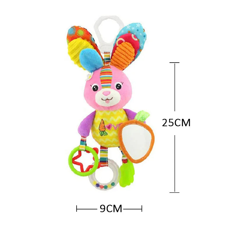 Taggy Animal Plush Rattle for Babies, Colorful Elephant, Monkey, Rabbit, Lion or Pig Soft Sensory Toy for Supervised Play and Baby Shower Gifts