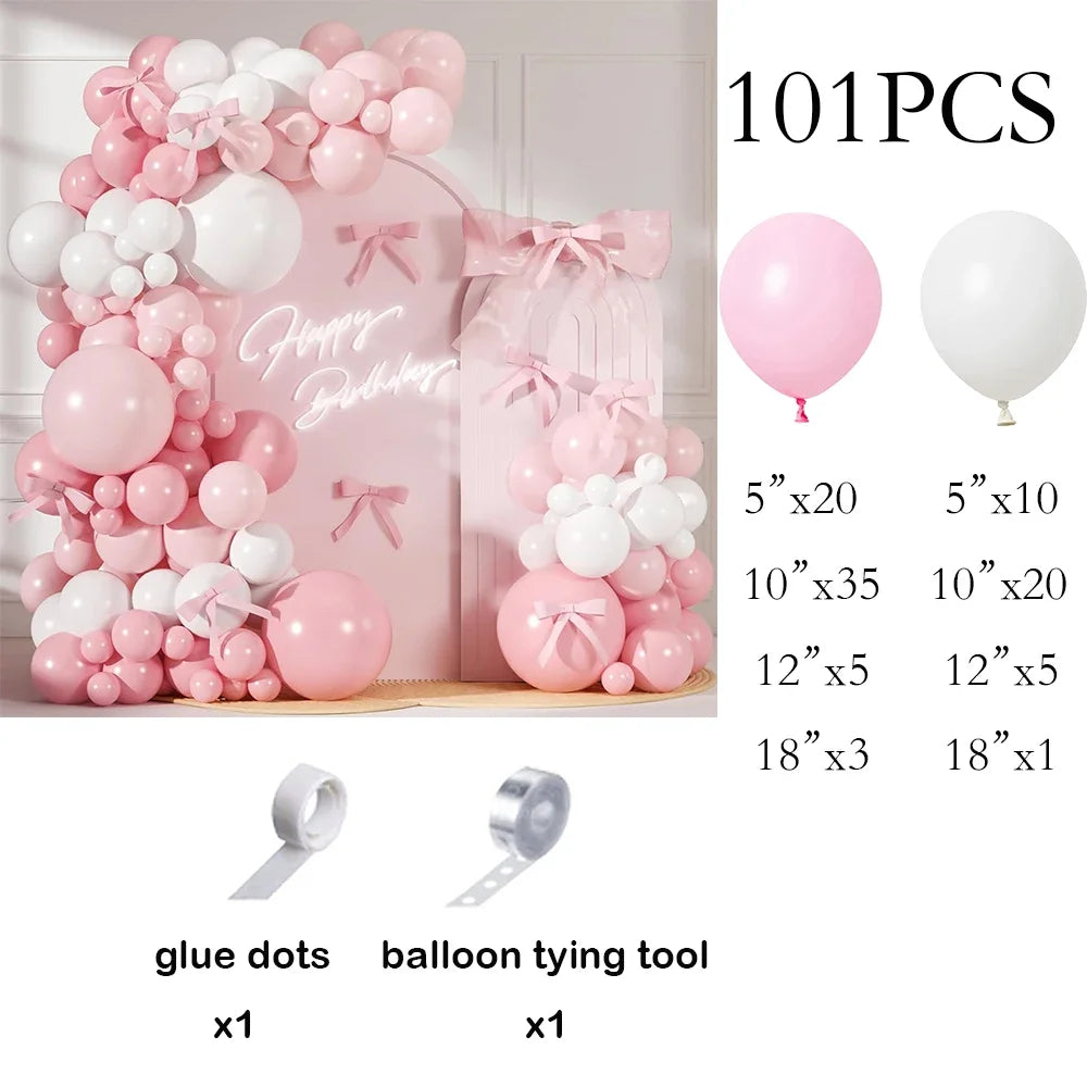 Pink Balloon Arch Kit with White and Pastel Pink Balloons for Birthday Parties, Bridal Showers, Weddings and Anniversary Decorations