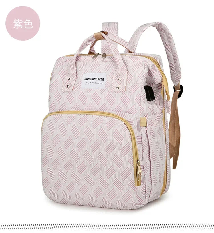 Convertible Diaper Bag Backpack with Fold-Out Changing Area and Stroller Hooks, 30 x 20 x 40 cm Baby Essentials Organizer for Parents