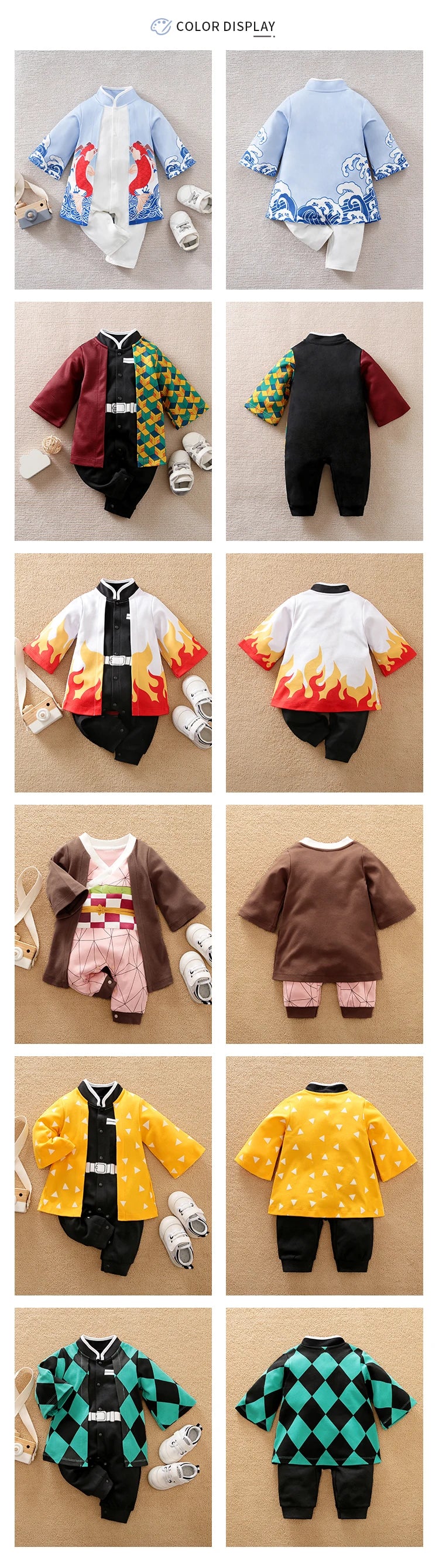 Baby Cosplay Romper with Anime-Inspired Layered Outfit Styling, Long Sleeve Cotton Infant Costume for Boys and Girls Photos and Halloween, 59-90 cm