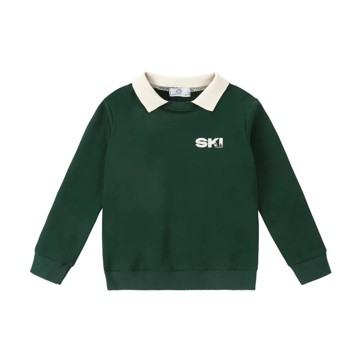 Kids Ski Graphic Cotton Outfits in Ecru, Hunter Green and Acid Wash Grey, Coordinating Sweatshirts, Dresses and Baby Sets for Sibling Matching Looks