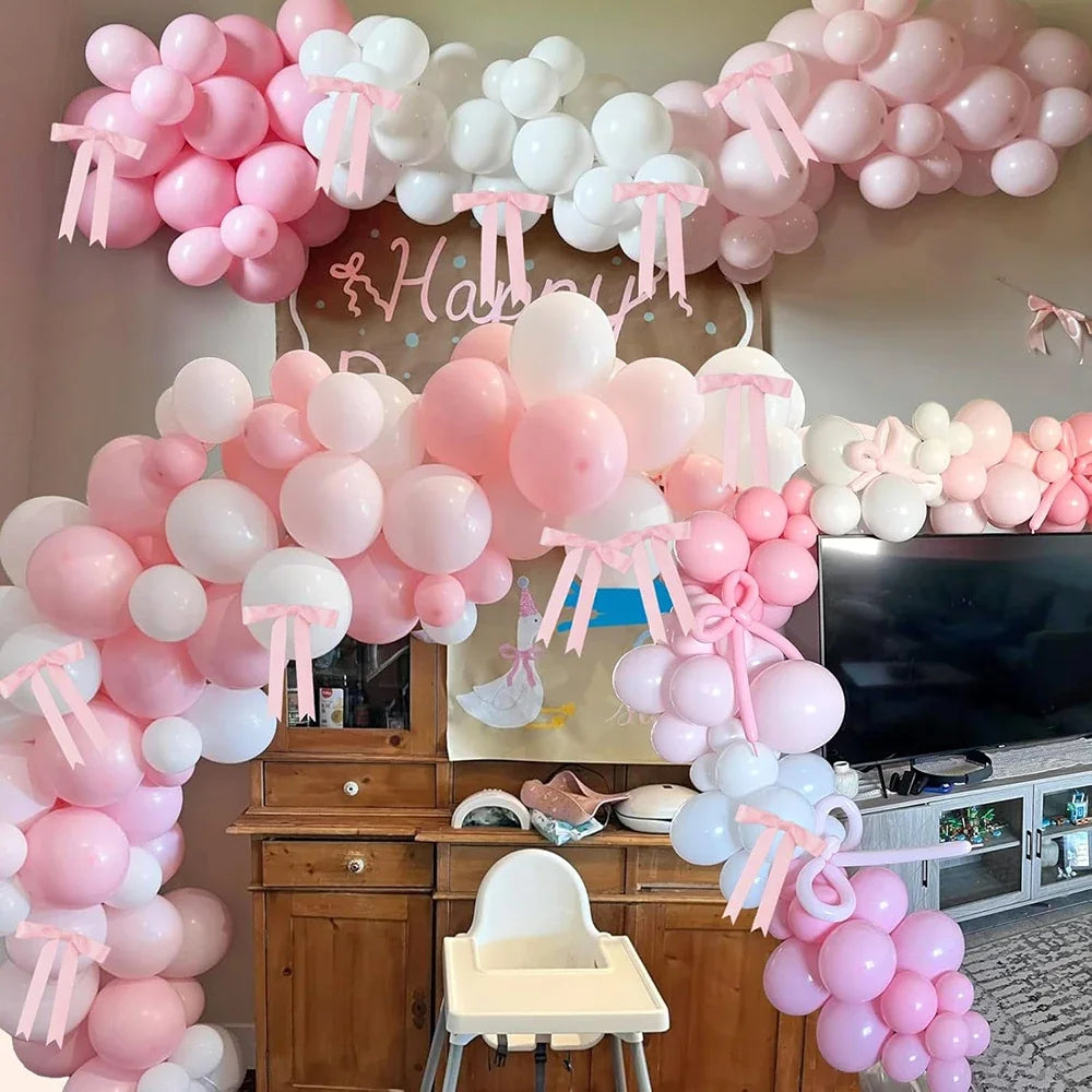 Pink Balloon Arch Kit with White and Pastel Pink Balloons for Birthday Parties, Bridal Showers, Weddings and Anniversary Decorations