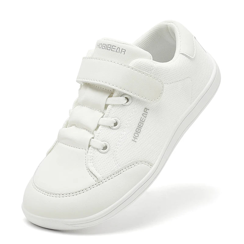 Kids Colorblock Barefoot Sneakers by HOBIBEAR with Breathable Mesh, Wide Toe Box, Zero-Drop Design and Easy Strap for Everyday Walking