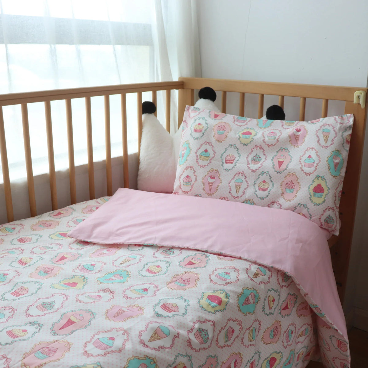 Cotton Toddler Bedding Set, 3-Piece Printed Duvet Cover and Pillowcase with Flat Sheet or Mattress Cover, Kids Room Bed Linens