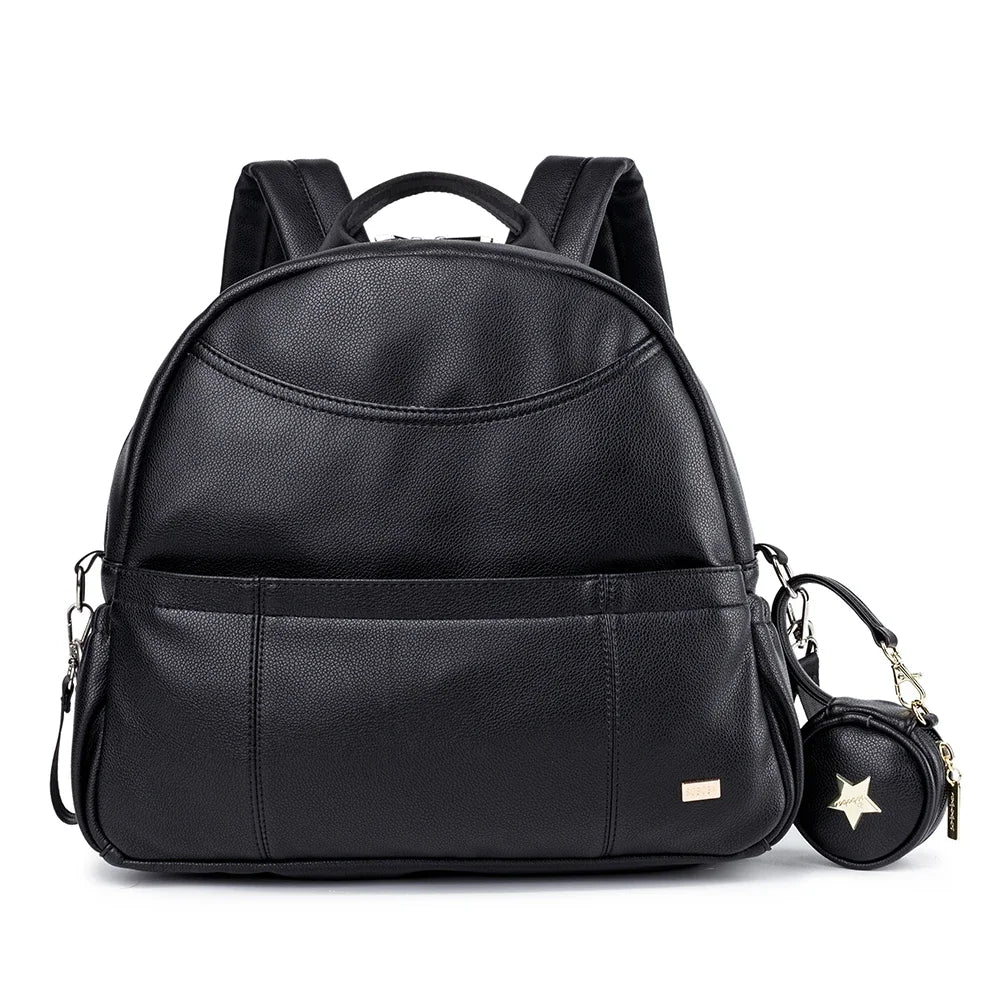 PU Diaper Bag Backpack with Zippered Storage and Front Pockets, 34 x 14 x 32 cm Baby Essentials Organizer for Parents and Everyday Outings