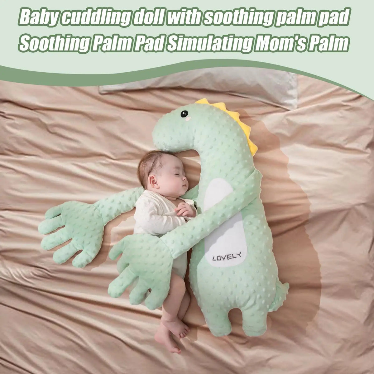 Dinosaur Baby Patting Soother with Remote Control, Plush Double-Arm Design and 3 Adjustable Speeds for Awake Supervised Calming