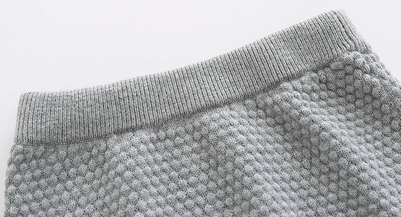 Baby Cotton Knit Sweater Set with Side Buttons and Matching Pants, Textured Two-Piece Outfit for Boys and Girls, Newborn to Toddler Sizes