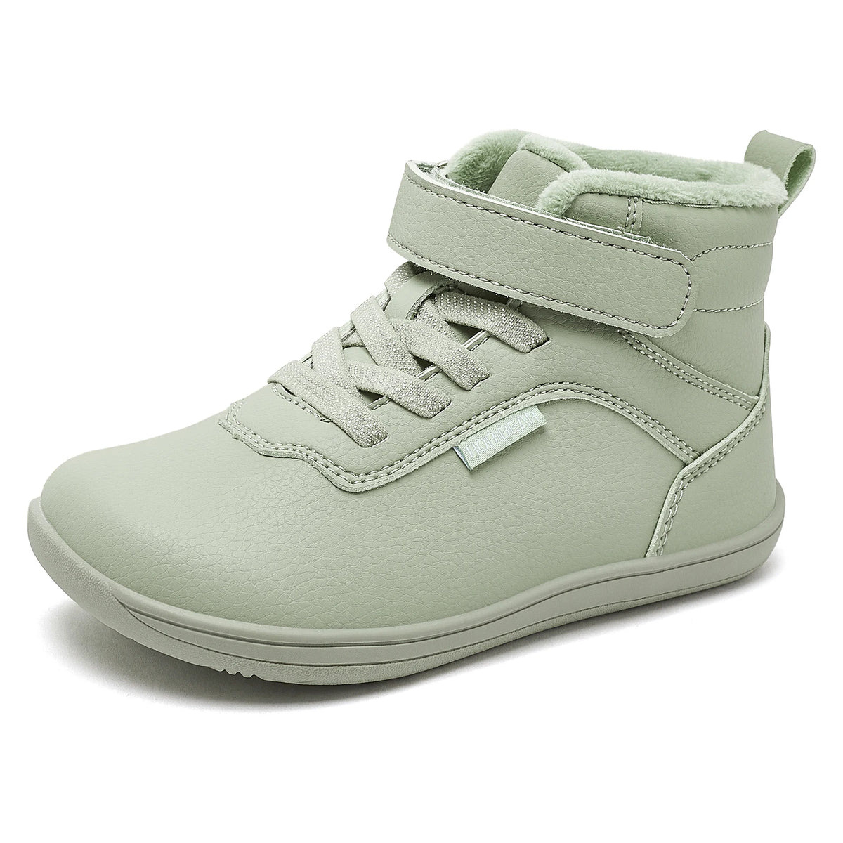 Winter Barefoot High-Top Shoes for Kids by HOBIBEAR, Wide Toe Box, Faux Fur Lining, Zero-Drop Rubber Sole and Adjustable Hook-and-Loop Strap