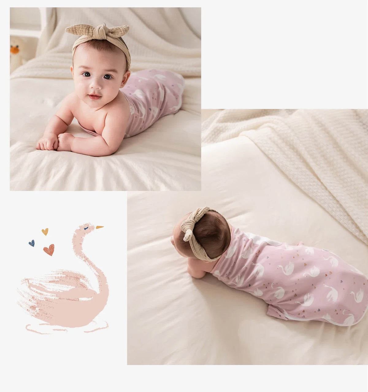 Envelope Baby Swaddle Wrap with Cap, INSULAR Adjustable Cotton Newborn Set in S and M with Animal, Leaf, Rainbow and Star Pattern Options
