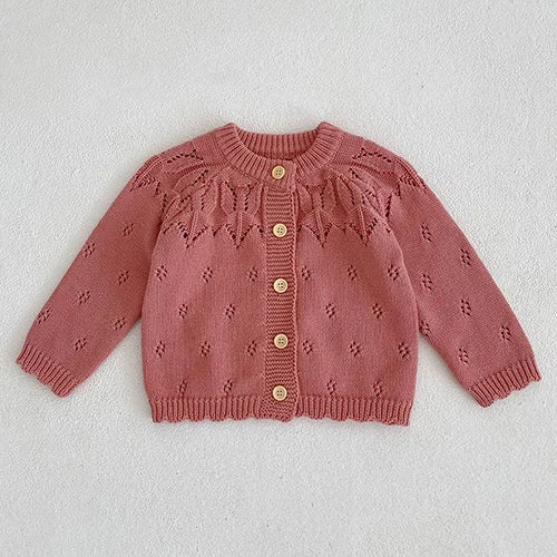Baby Girl Knit Cardigan Sweaters with Long Sleeves, Korean-Style Infant and Toddler Layering Coats in Multiple Designs, Sizes 3M to 3T