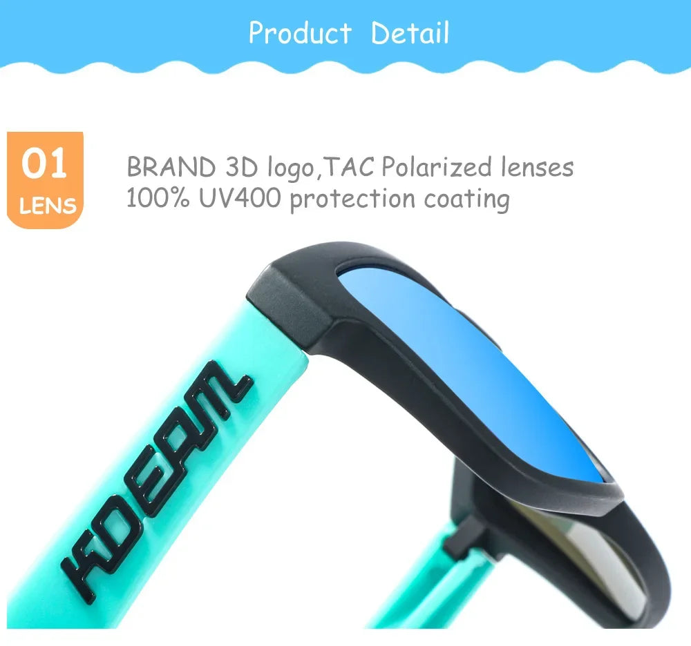 Kids Square Polarized Sunglasses by KDEAM, Lightweight TR90 Frames with Silicone Nose Pads for Boys and Girls Outdoor Play and Travel