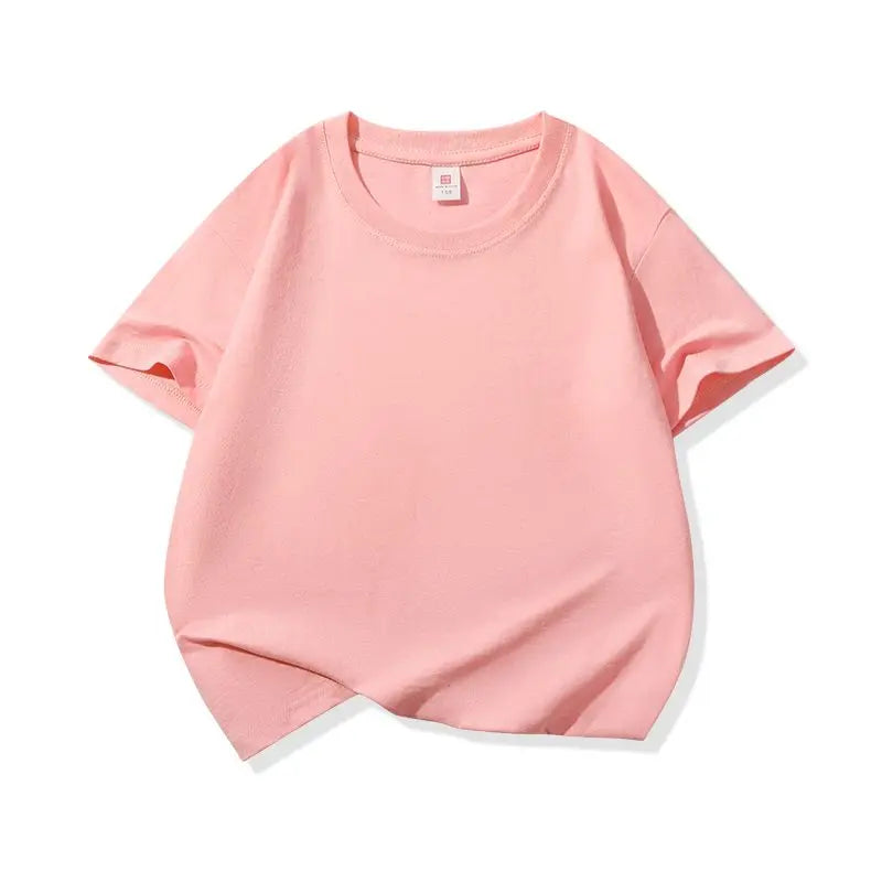 Kids Solid Color Cotton T-Shirt, 180gsm Short Sleeve Crewneck Basic Tee for Boys and Girls in 18 Colors for Summer and Everyday Casual Outfits