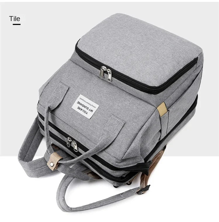 Diaper Bag Backpack with Fold-Out Changing Station, Large Capacity Baby Essentials Organizer with Bottle Pockets and Changing Mat for Parents