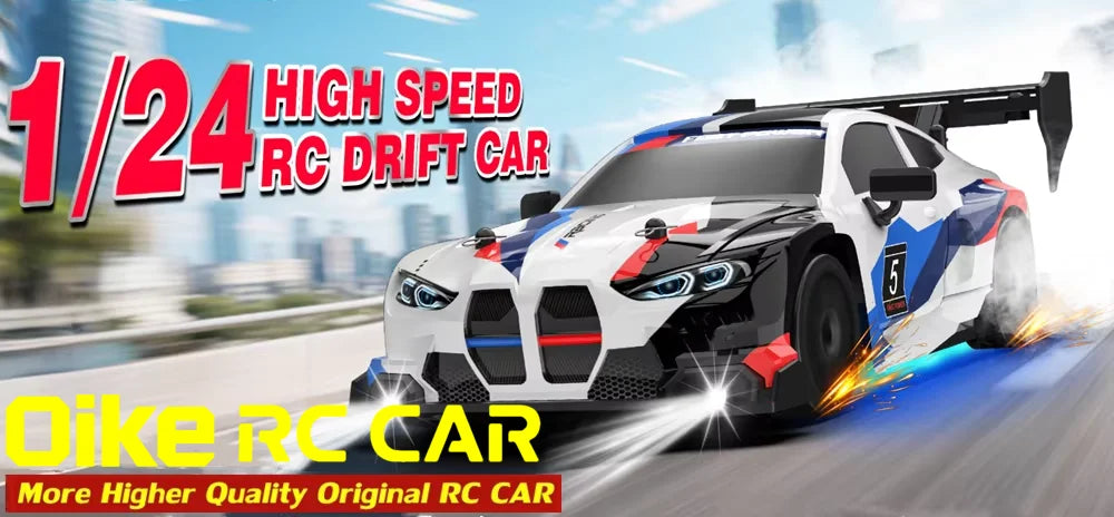 RC Drift Racing Car with 4WD, 2.4GHz Proportional Remote Control, LED Lights and Replaceable Racing and Drift Tires for Kids and Adults