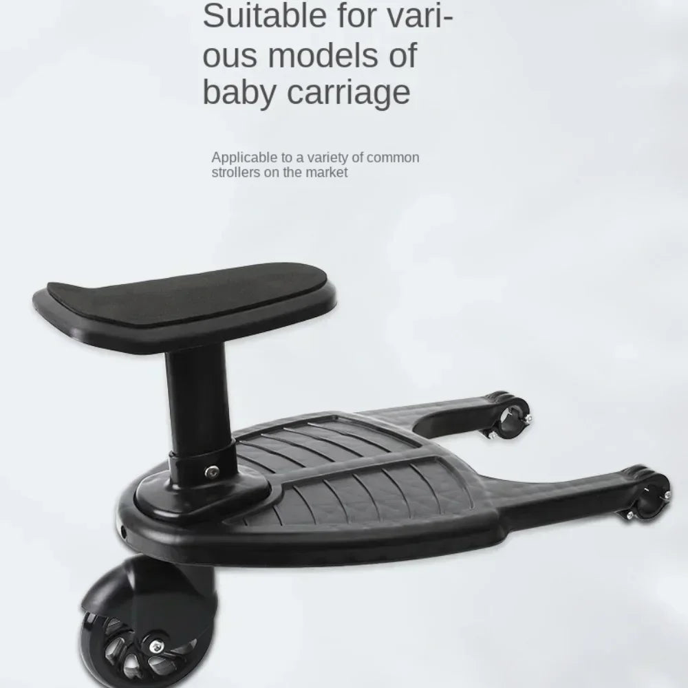 Second Child Stroller Board with Removable Seat, Sit-and-Stand Ride Along Platform in Black, Blue or Pink with Single or Double Wheel Options