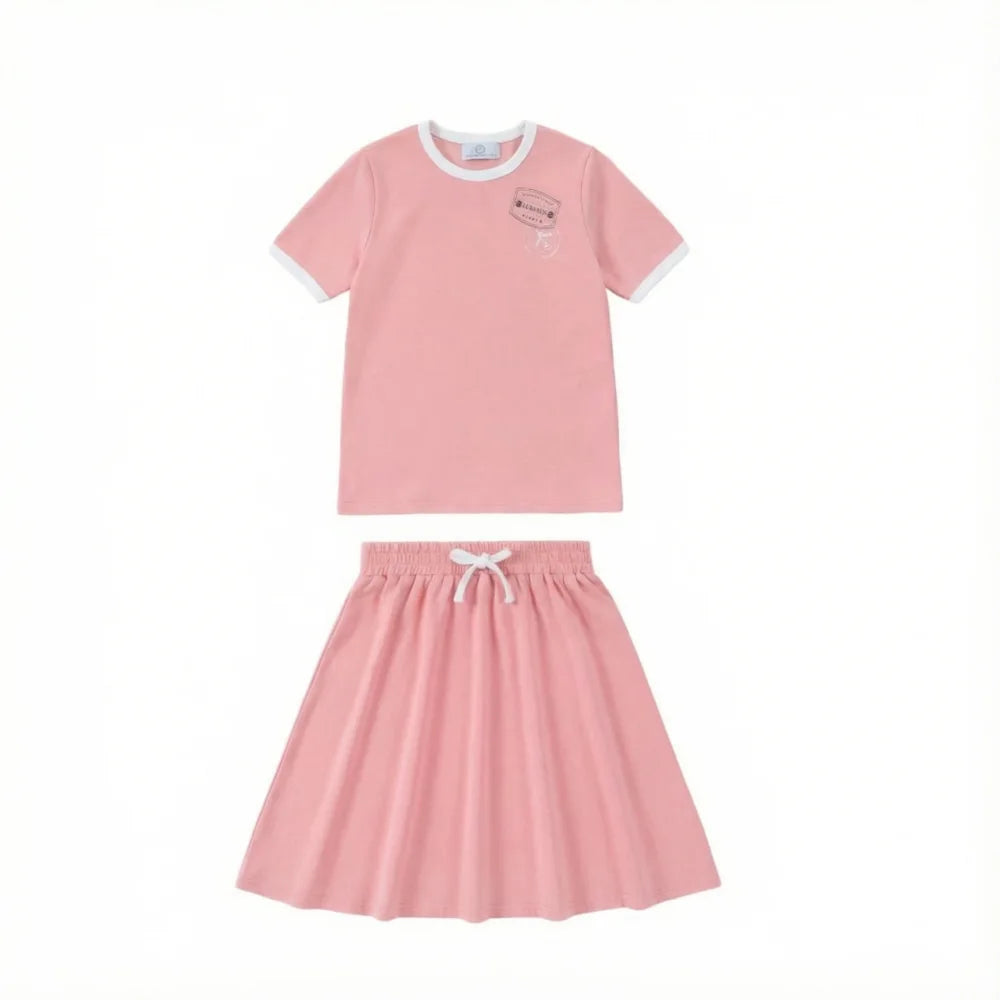 Kids Ringer Matching Outfits in Cotton Jersey with Stamp Graphics, Contrast Trim Dresses, Tees, Shorts and Baby Sets for Summer Photos