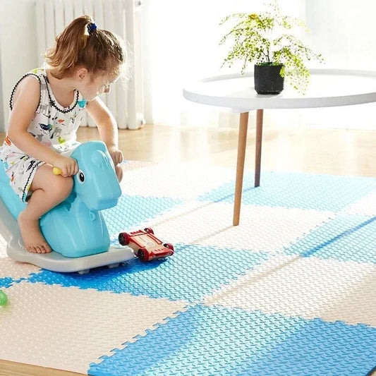 Baby Puzzle Play Mat with 30 cm Interlocking Foam Tiles, 1 cm Thick Textured Floor Padding in 8 or 16 Pieces for Supervised Indoor Play