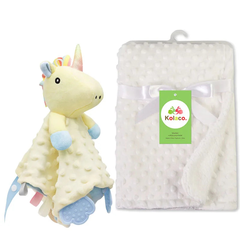Personalized Minky Baby Blanket and Animal Lovey Options with Custom Name Embroidery, Textured Dot Keepsake for Boys and Girls and Baby Shower Gifts