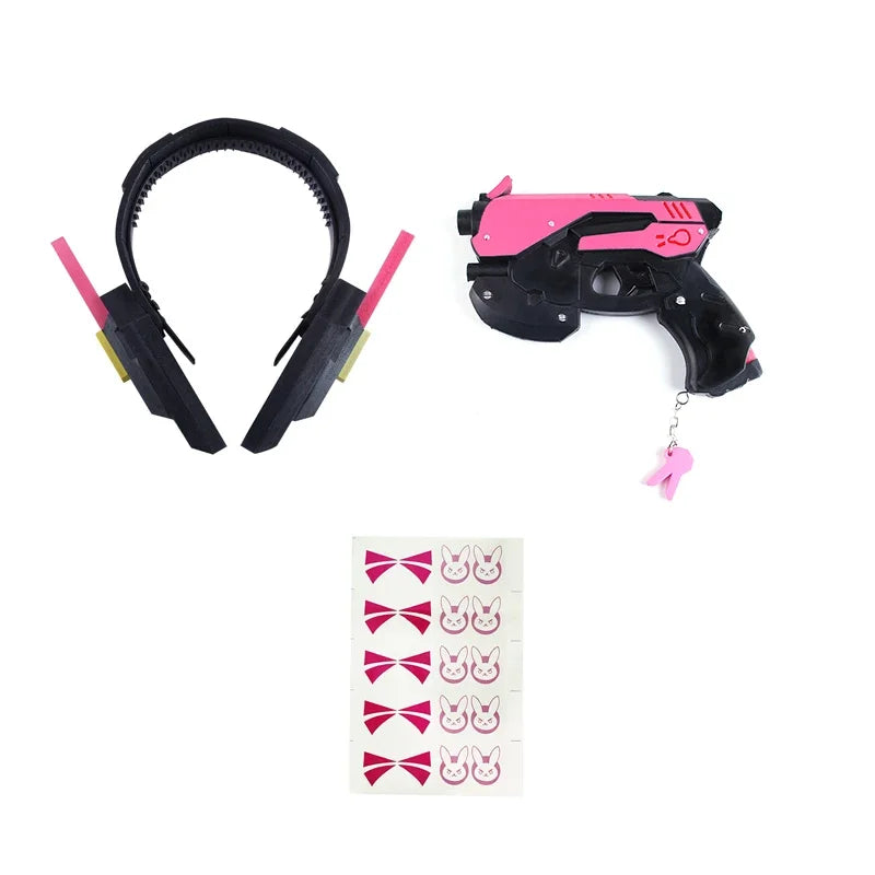 D.va Cosplay Costume and Accessory Options for Women, Blue Character Jumpsuit, Wig, Headset and Prop Selections for Halloween and Conventions