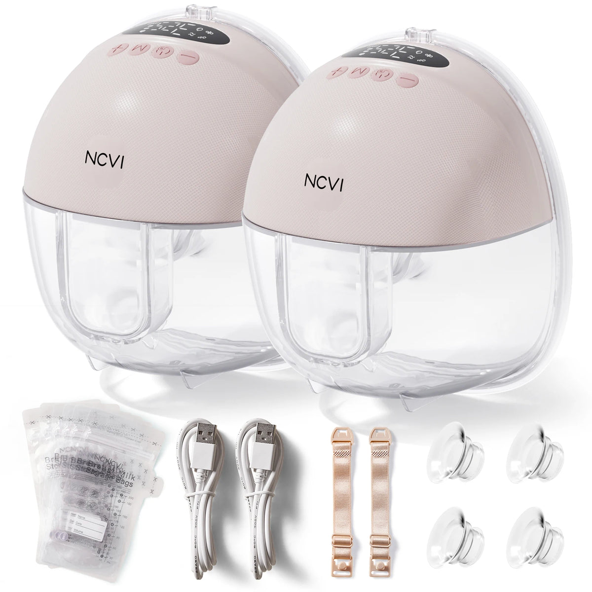 Wearable Electric Breast Pump with LED Display, NCVI 8131 Hands-Free Design with 4 Modes, 9 Suction Levels and 19/21/24 mm Flange Sizes