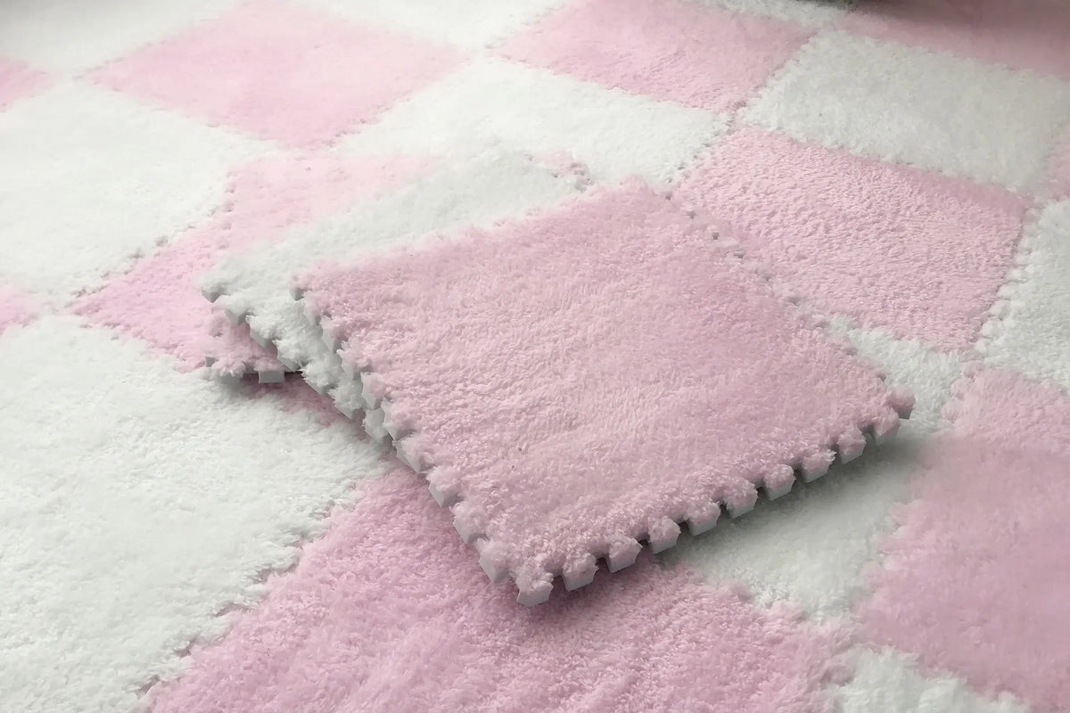 Plush Interlocking Foam Floor Mat with 30 cm Velvet-Topped EVA Tiles, 10 or 20 Pieces for Kids Rooms, Nursery Corners and Indoor Play Areas
